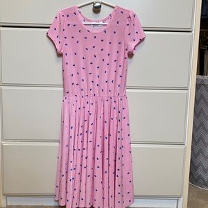 Dot Dot Smile bubblegum pink dress & blue hearts.